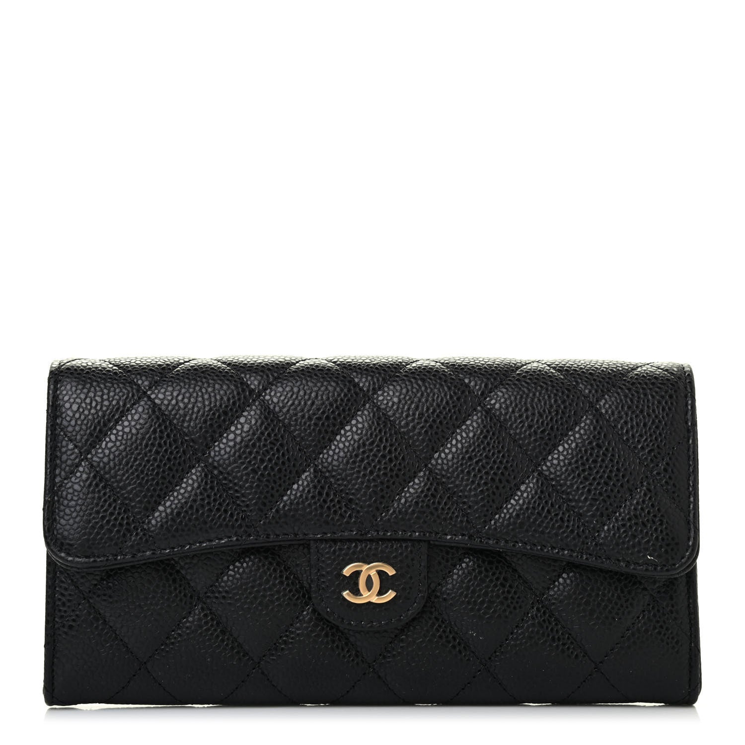 Chanel Caviar Quilted Large Gusset Flap Wallet Black 1 of 4
