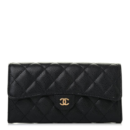 Chanel Caviar Quilted Large Gusset Flap Wallet Black 1 of 4
