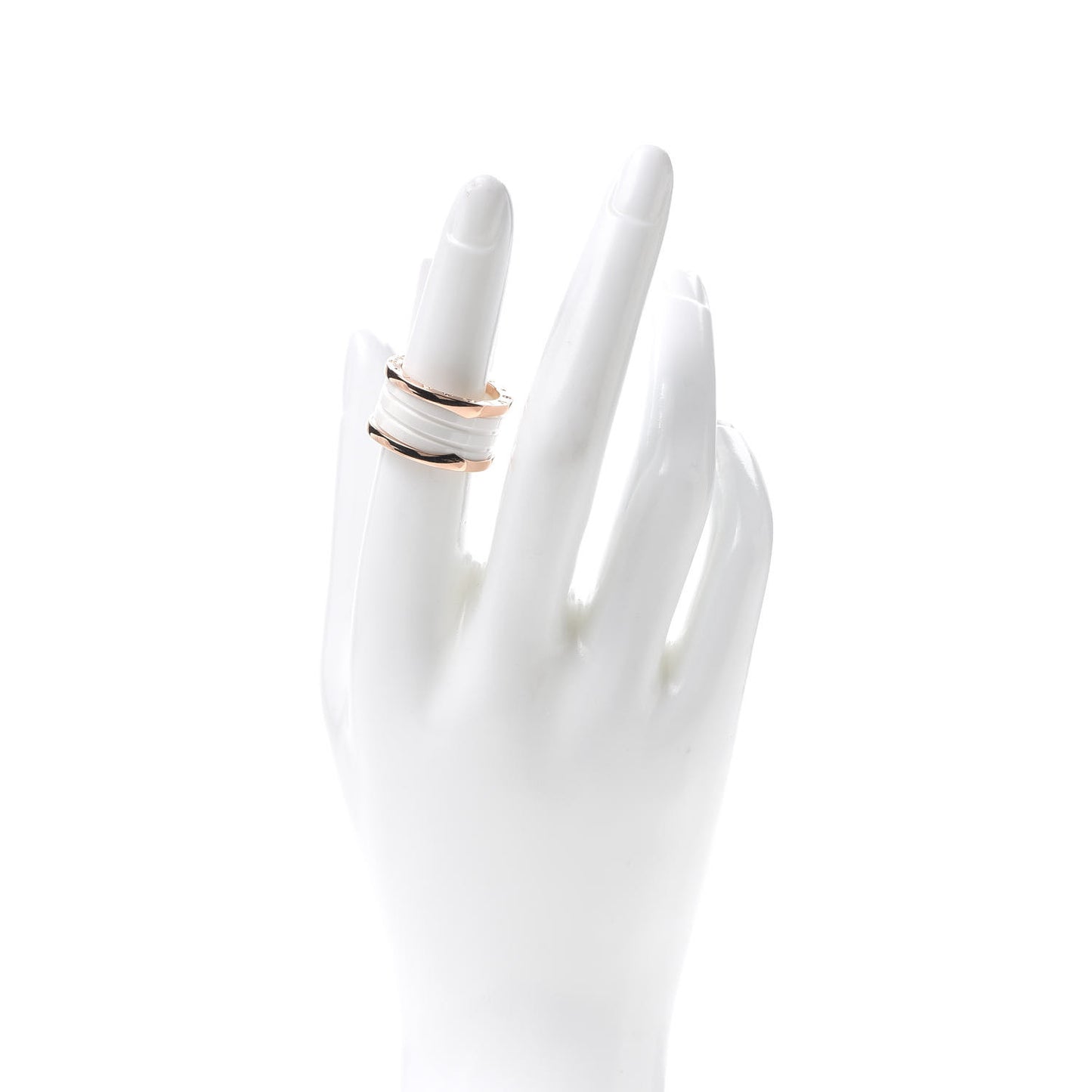 18K Rose Gold White Ceramic B.Zero1 Four-Band Ring 54 6.75