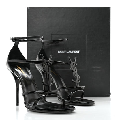 Saint Laurent Patent Cassandra 100 Ankle Strap Sandals 40 Black 11 of 11