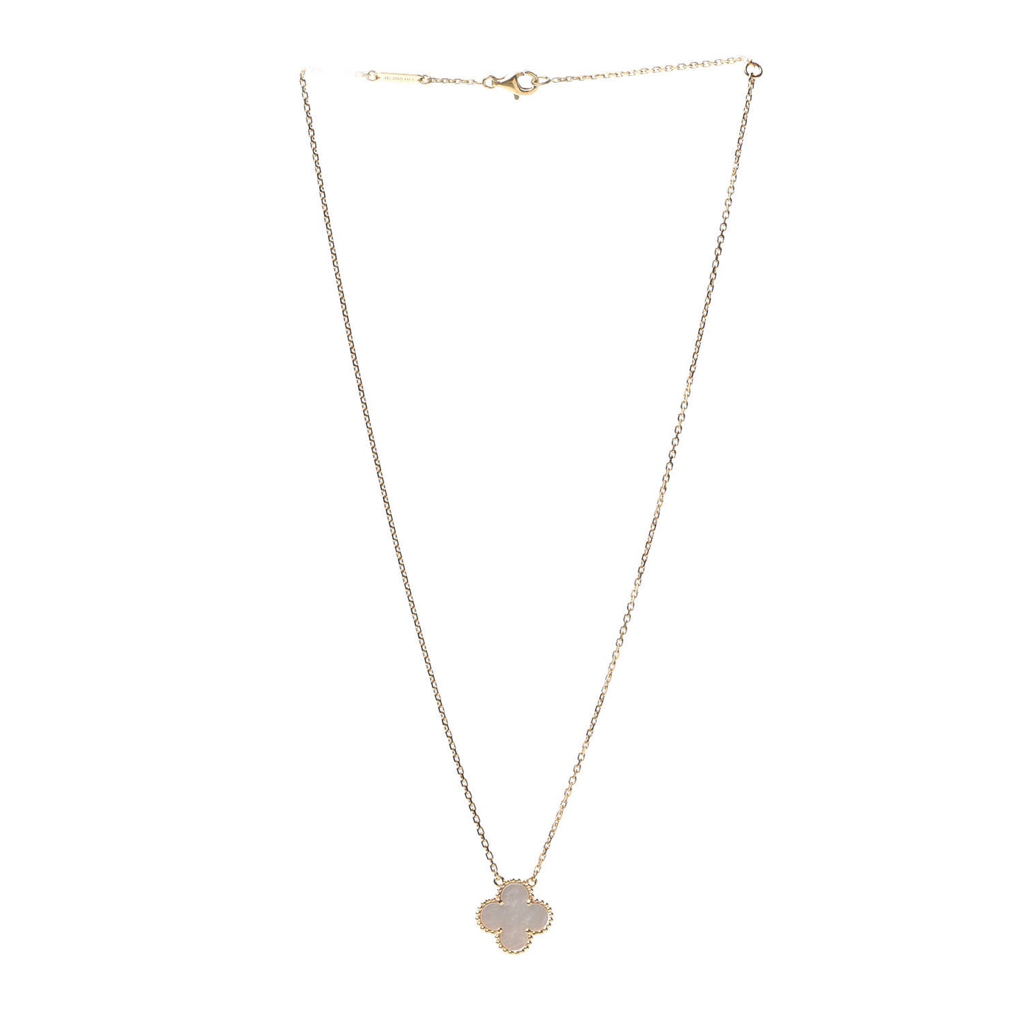 18K Yellow Gold Mother of Pearl Vintage Alhambra Pendant Necklace