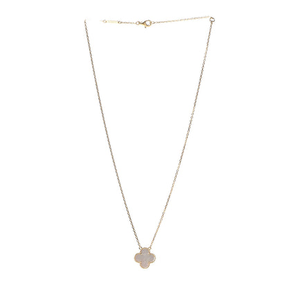 Van Cleef & Arpels 18K Yellow Gold Mother of Pearl Vintage Alhambra Pendant Necklace 3 of 6