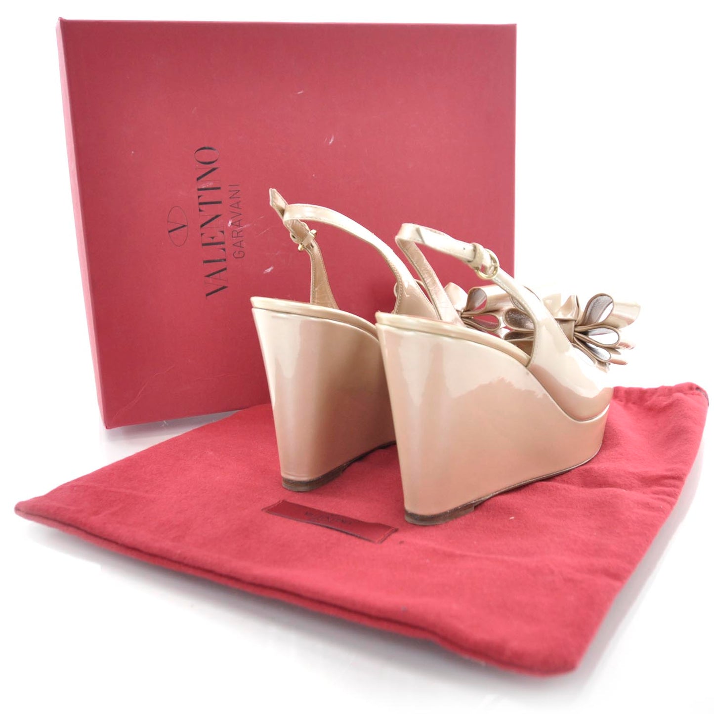Patent Versailles Slingback Wedges 38 Nude Pearl