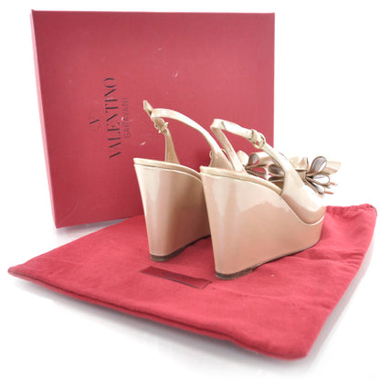 Valentino Garavani Patent Versailles Slingback Wedges 38 Nude Pearl 3 of 6