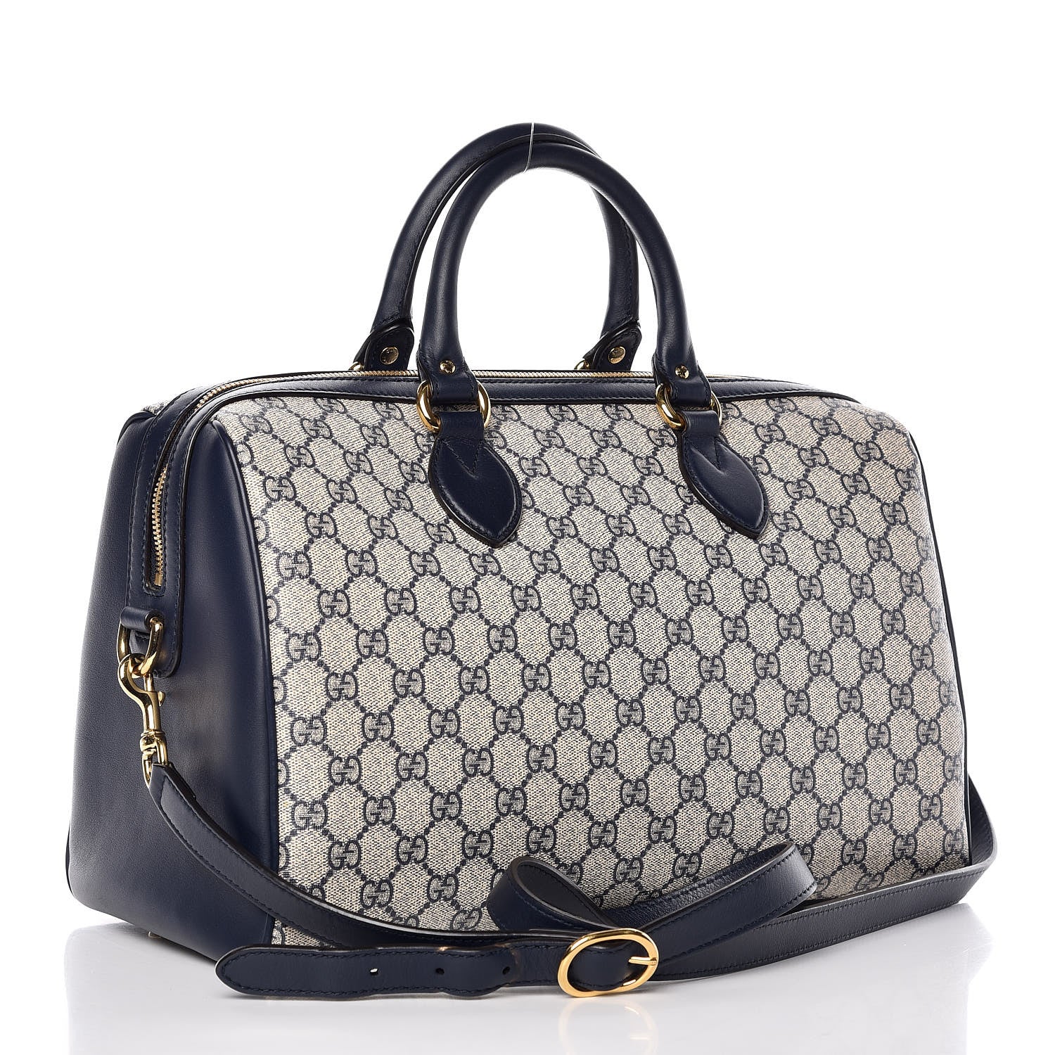 Gucci GG Supreme Monogram Medium Boston Beige Blue 3 of 11