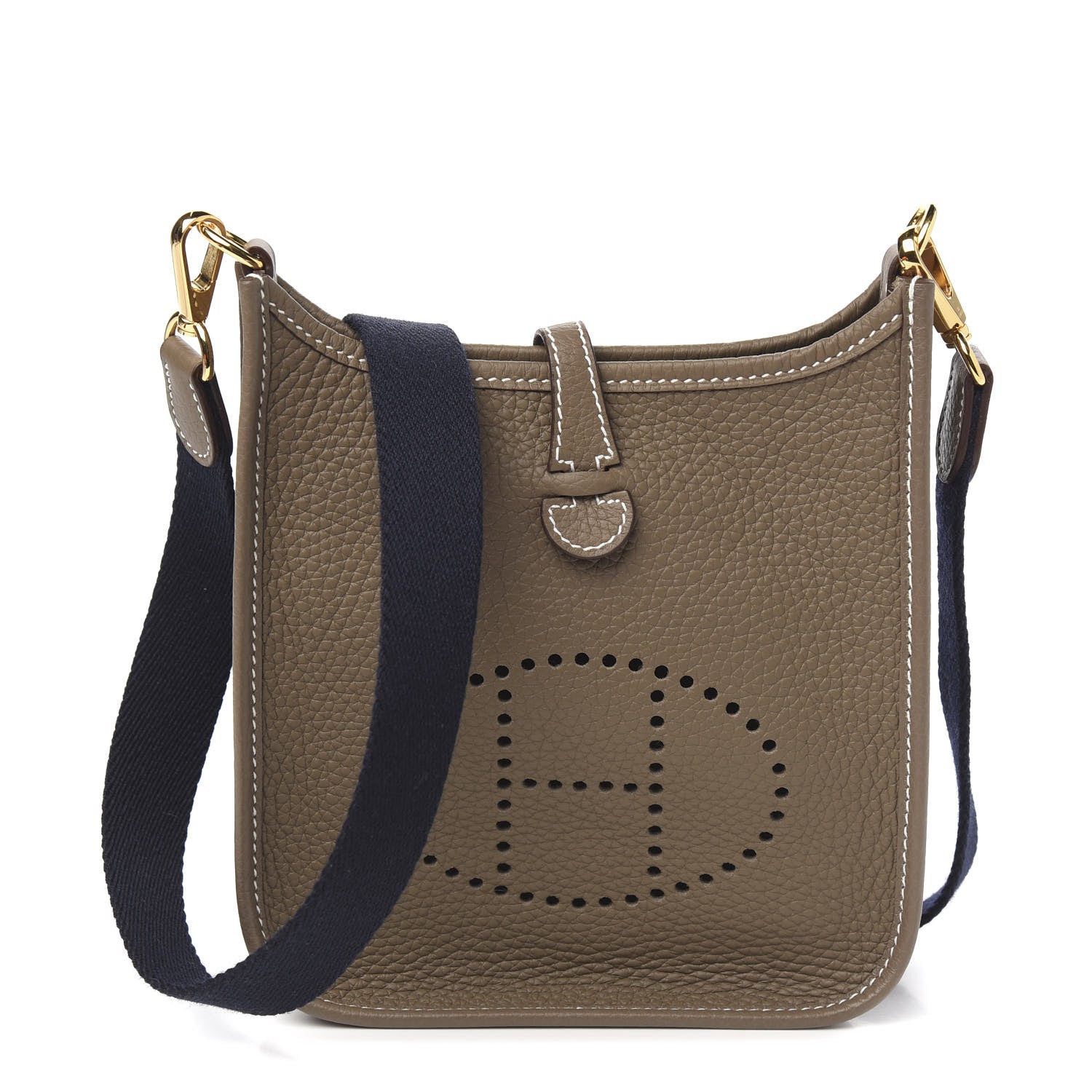 Hermes Taurillon Clemence Amazone Evelyne TPM Etoupe Bleu Indigo 1 of 10