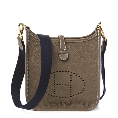 Hermes Taurillon Clemence Amazone Evelyne TPM Etoupe Bleu Indigo 1 of 10