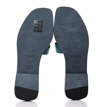 Hermes Box Calfskin Oran Sandals 35.5 Blue Velvet 4 of 5