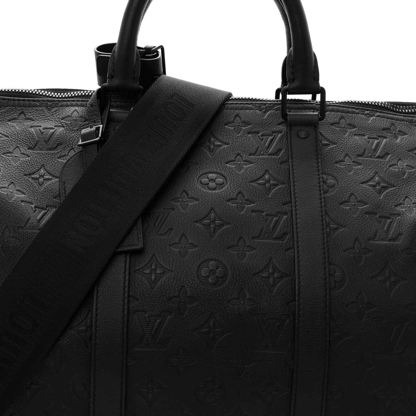 Calfskin Shadow Monogram Keepall Bandouliere 50 Black