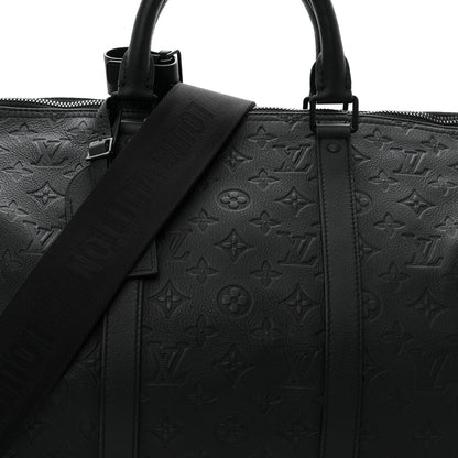 Louis Vuitton Calfskin Shadow Monogram Keepall Bandouliere 50 Black 6 of 8