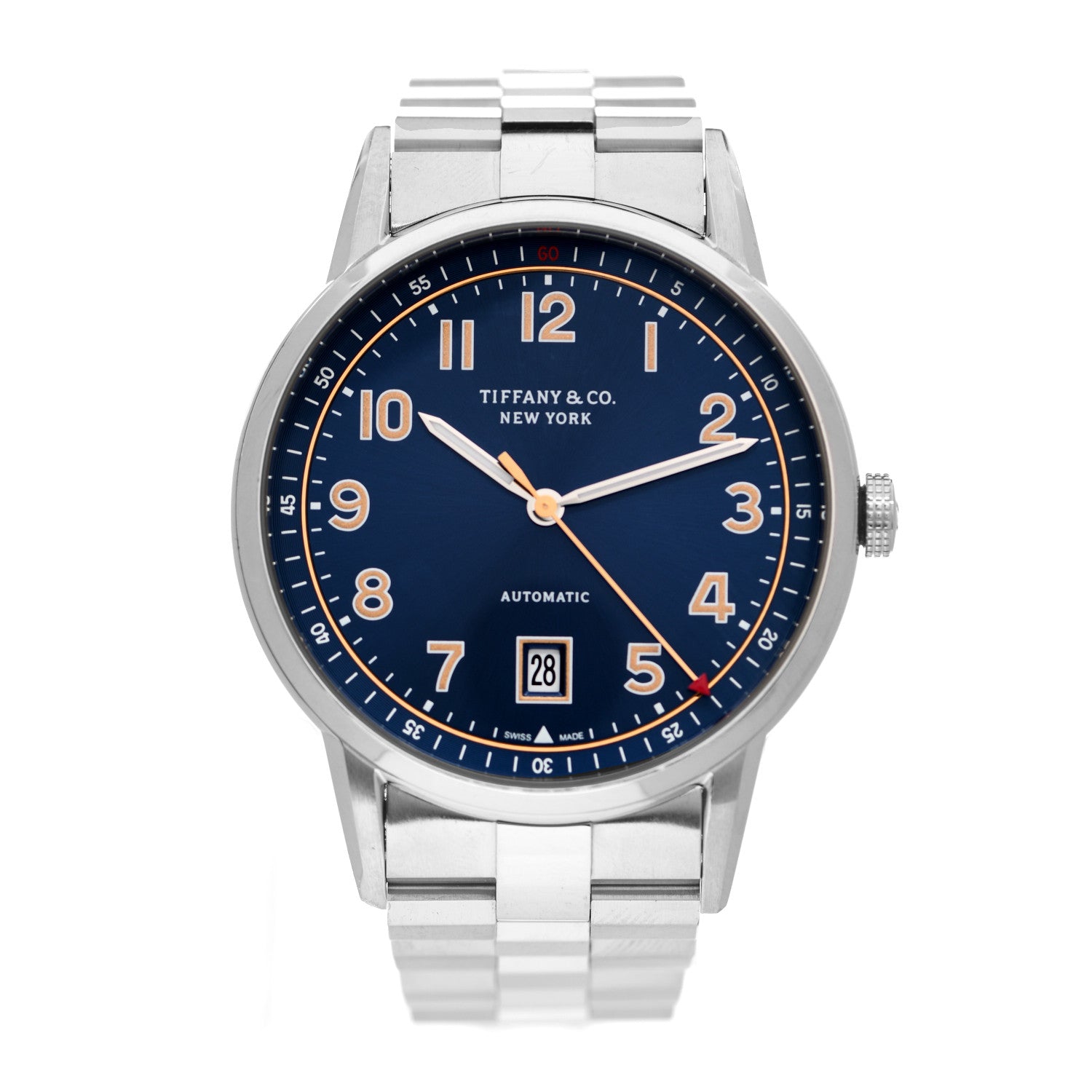 Tiffany Stainless Steel 40mm CT60 3-Hand Automatic Watch Blue 1 of 5