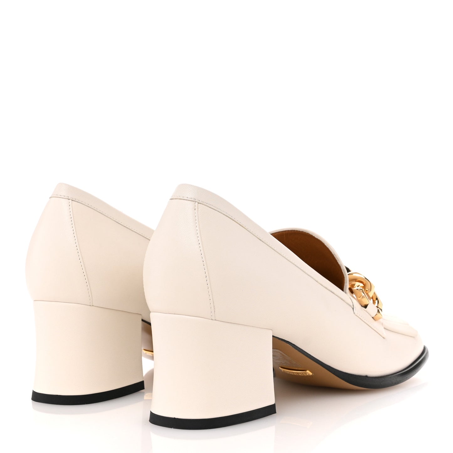 Malaga Kid Interlocking G Fringe 55mm Loafer Pumps 39 Mystic White