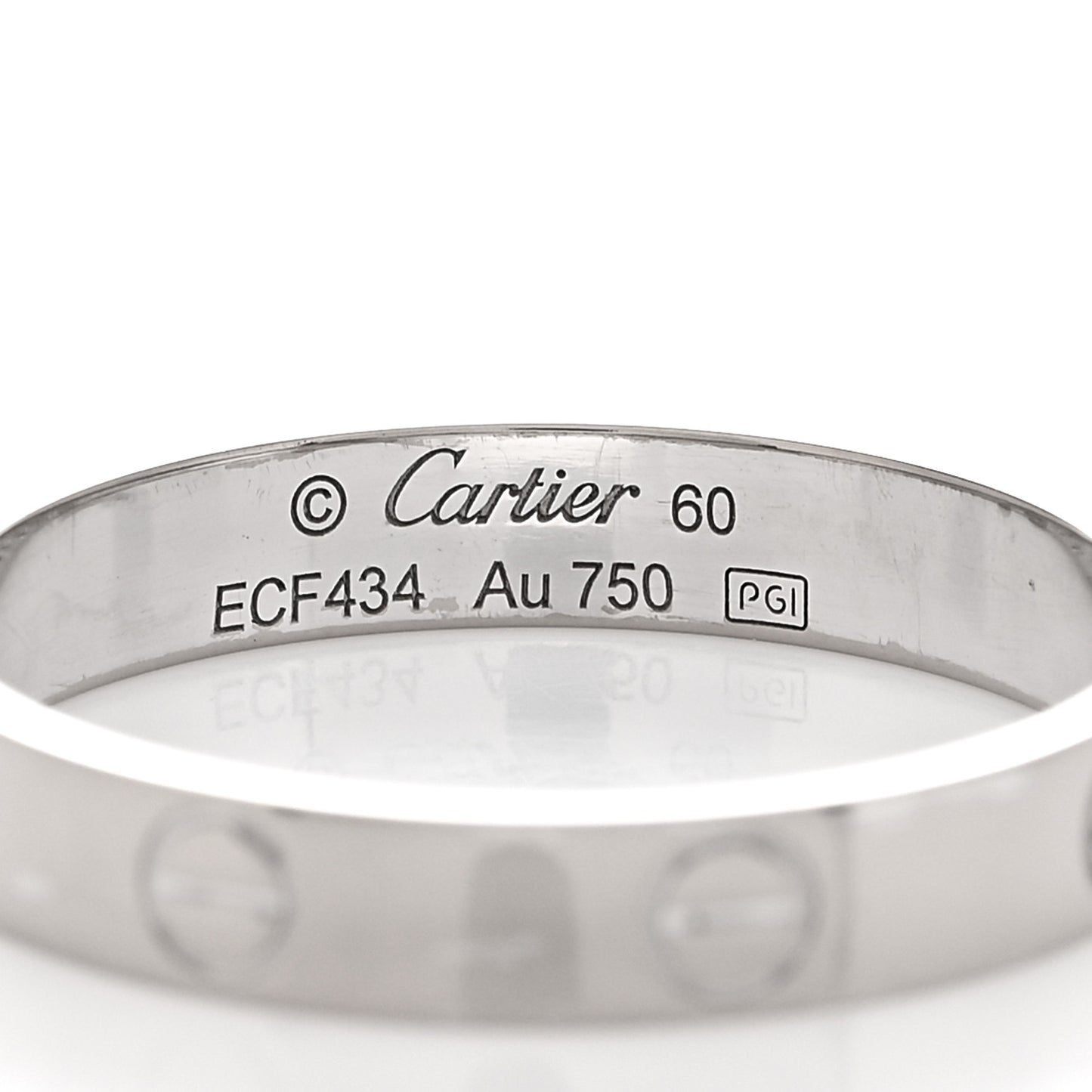 18K White Gold 3.5mm LOVE Wedding Band Ring 60 9.25