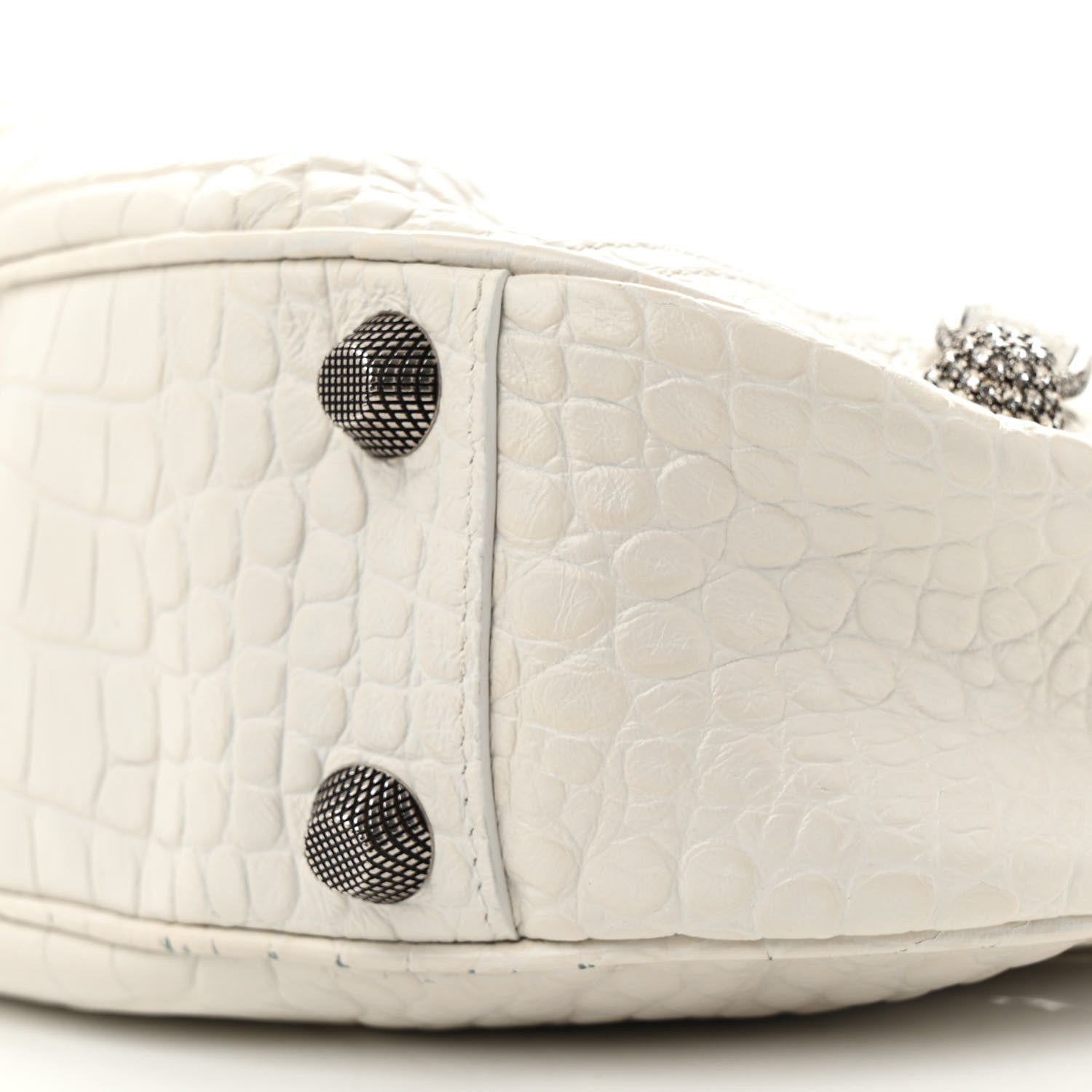 Balenciaga Extra Supple Calfskin Crocodile Embossed Small Le Cagole Shoulder Bag White 11 of 18