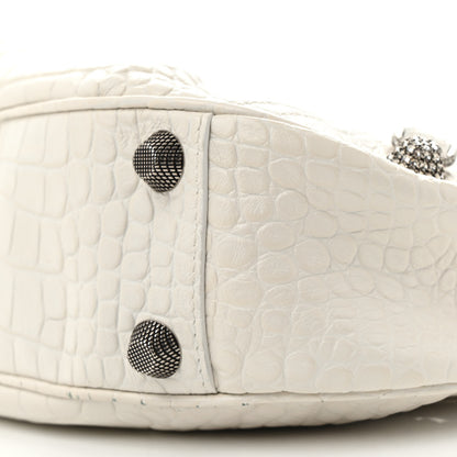 Balenciaga Extra Supple Calfskin Crocodile Embossed Small Le Cagole Shoulder Bag White 11 of 18