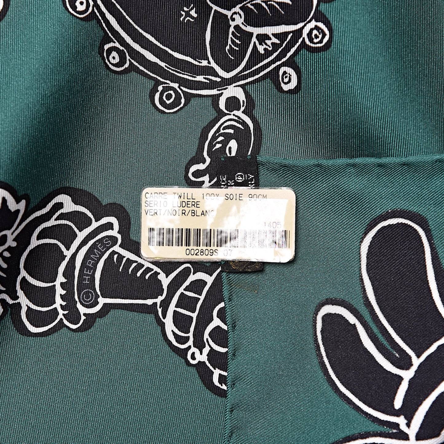 Silk Serio Ludere Scarf 90 Vert Black White