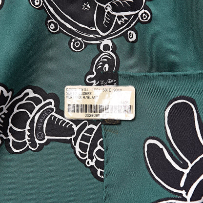 Hermes Silk Serio Ludere Scarf 90 Vert Black White 3 of 8