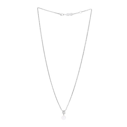 Mikimoto 18K White Gold Diamond Akoya Cultured Pearl 7-7.5mm Flower Pendant Necklace 3 of 5