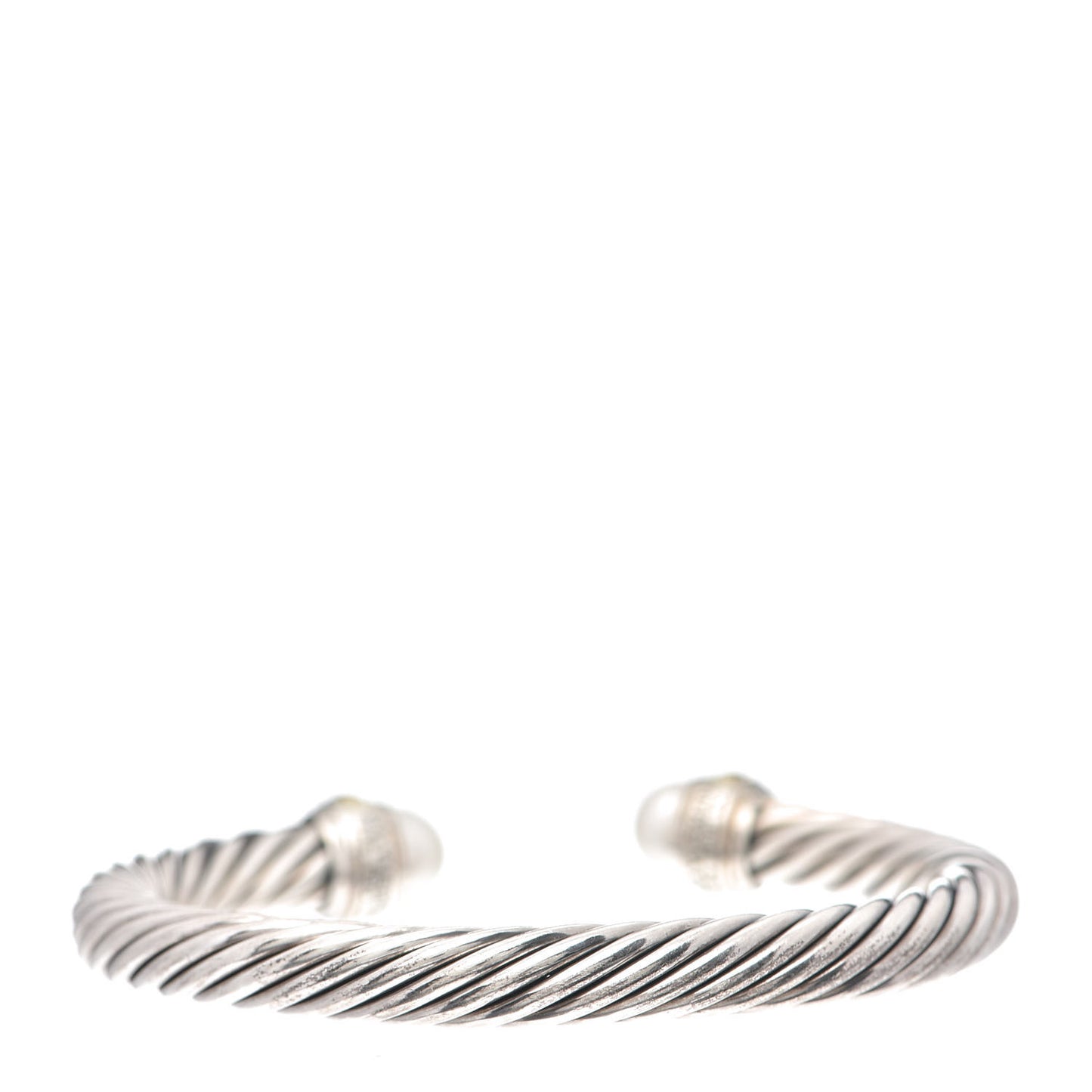 Sterling Silver 14K Yellow Gold Pearl 7mm Cable Classics Bracelet