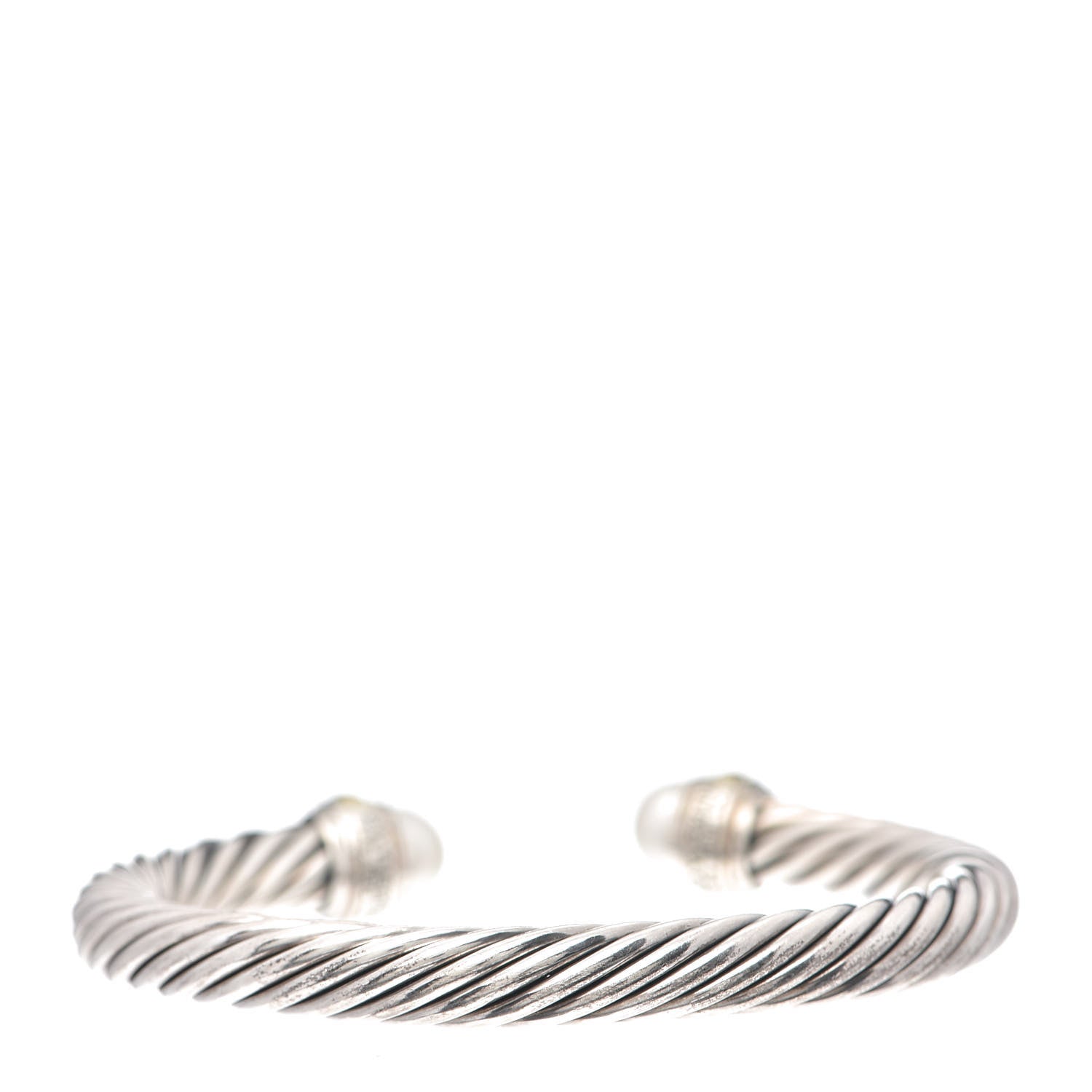 David Yurman Sterling Silver 14K Yellow Gold Pearl 7mm Cable Classics Bracelet 3 of 4