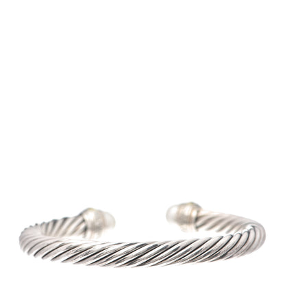 David Yurman Sterling Silver 14K Yellow Gold Pearl 7mm Cable Classics Bracelet 3 of 4