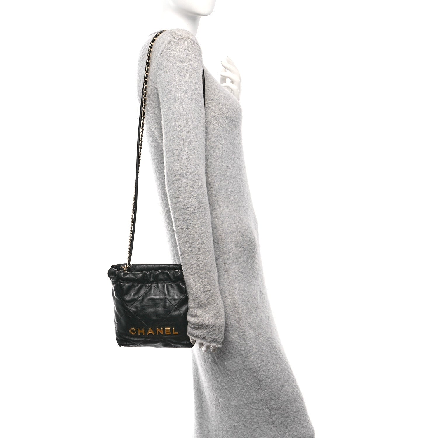 Chanel Shiny Calfskin Quilted Mini Chanel 22 Black 2 of 11