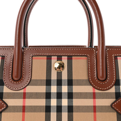 Burberry Calfskin Vintage Check Mini Two Handle Title Bag Archive Beige 7 of 9