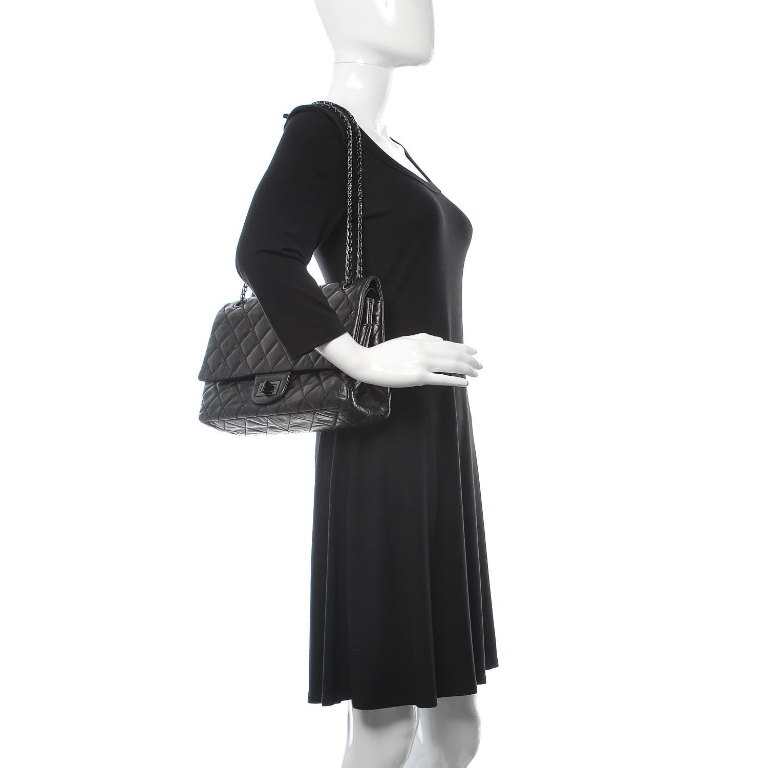 Chanel Metallic Aged Calfskin Quilted 2.55 Reissue 227 Flap So Black 2 of 9