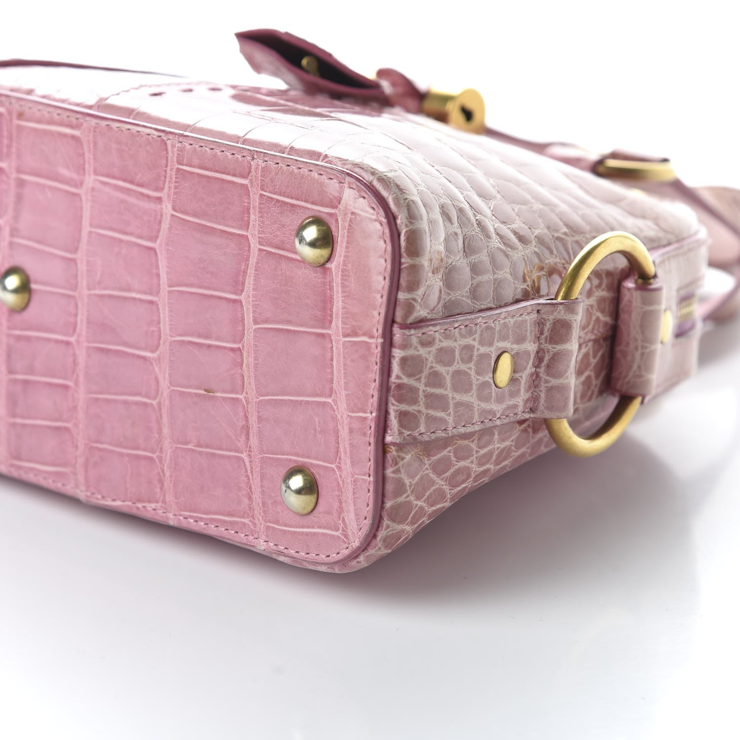 Saint Laurent Calfskin Crocodile Embossed Mini Muse Vieux Rose 7 of 9