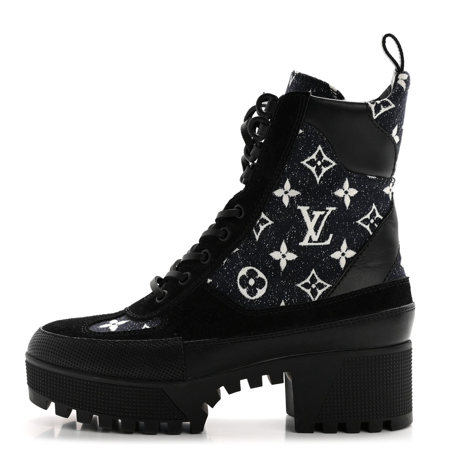 Louis Vuitton Calfskin Monogram Denim Laureate Platform Desert Boots 37 Grey 1 of 10