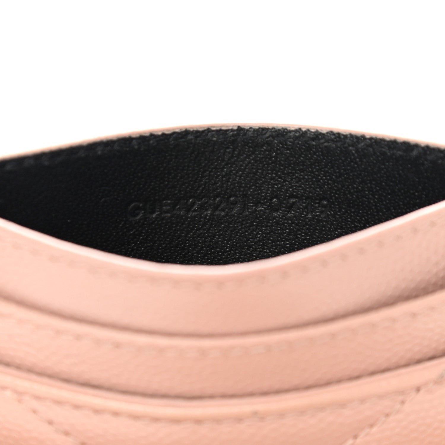 Saint Laurent Grain De Poudre Matelasse Chevron Monogram Credit Card Case Pale Pink 7 of 9
