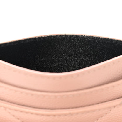 Saint Laurent Grain De Poudre Matelasse Chevron Monogram Credit Card Case Pale Pink 7 of 9