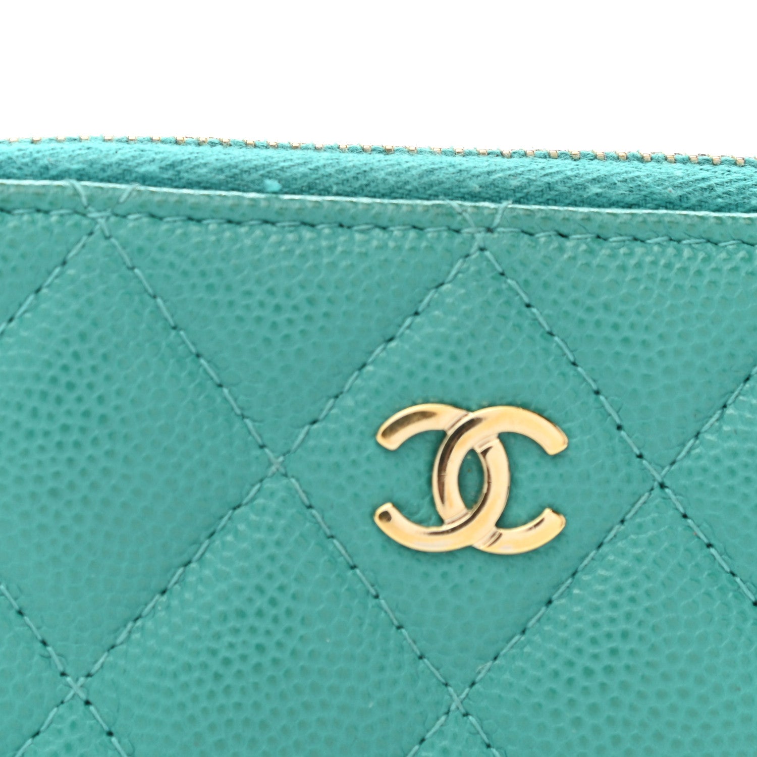 Chanel Caviar Quilted Zip Coin Purse Turquoise 8 of 8