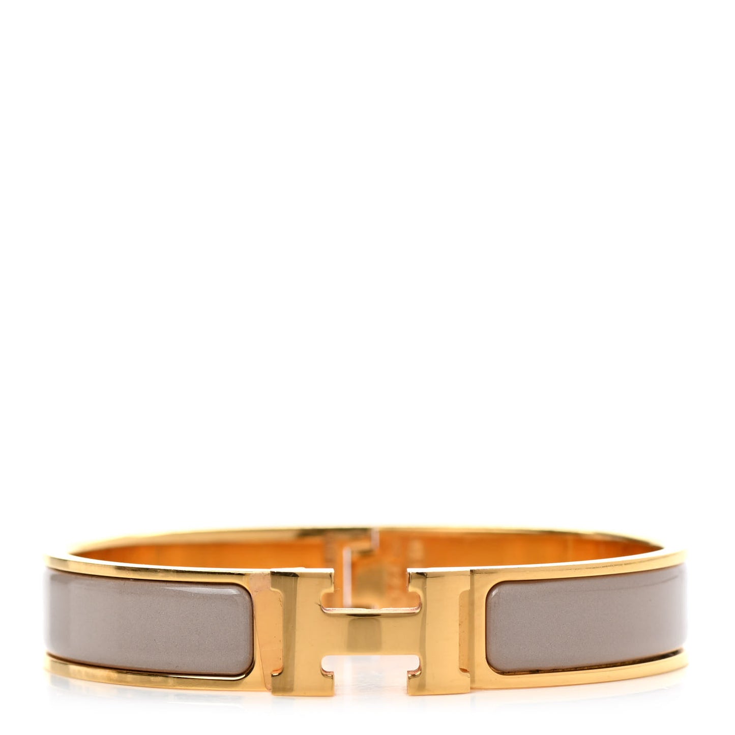 Enamel Narrow Clic Clac H Bracelet GM Marron Glace