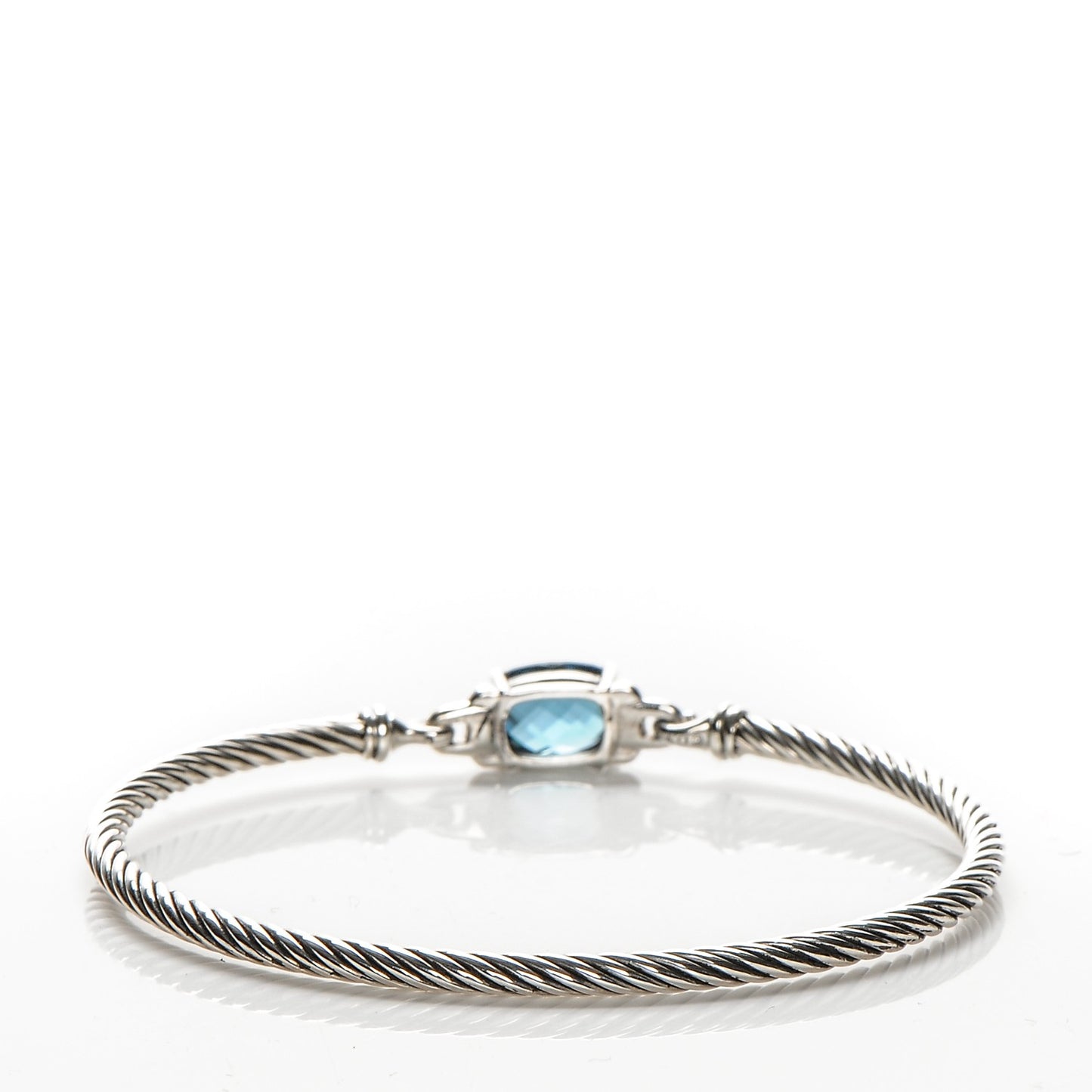 Sterling Silver Diamond Blue Topaz 3mm Petite Wheaton Bracelet