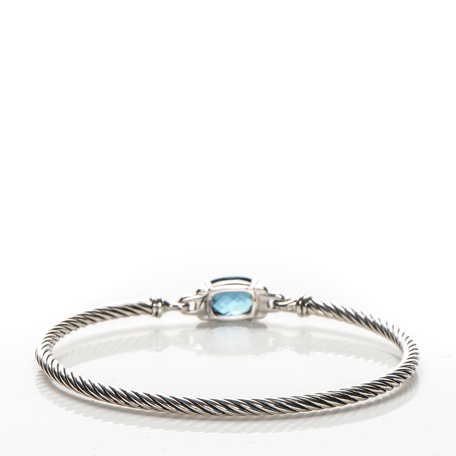 David Yurman Sterling Silver Diamond Blue Topaz 3mm Petite Wheaton Bracelet 3 of 7