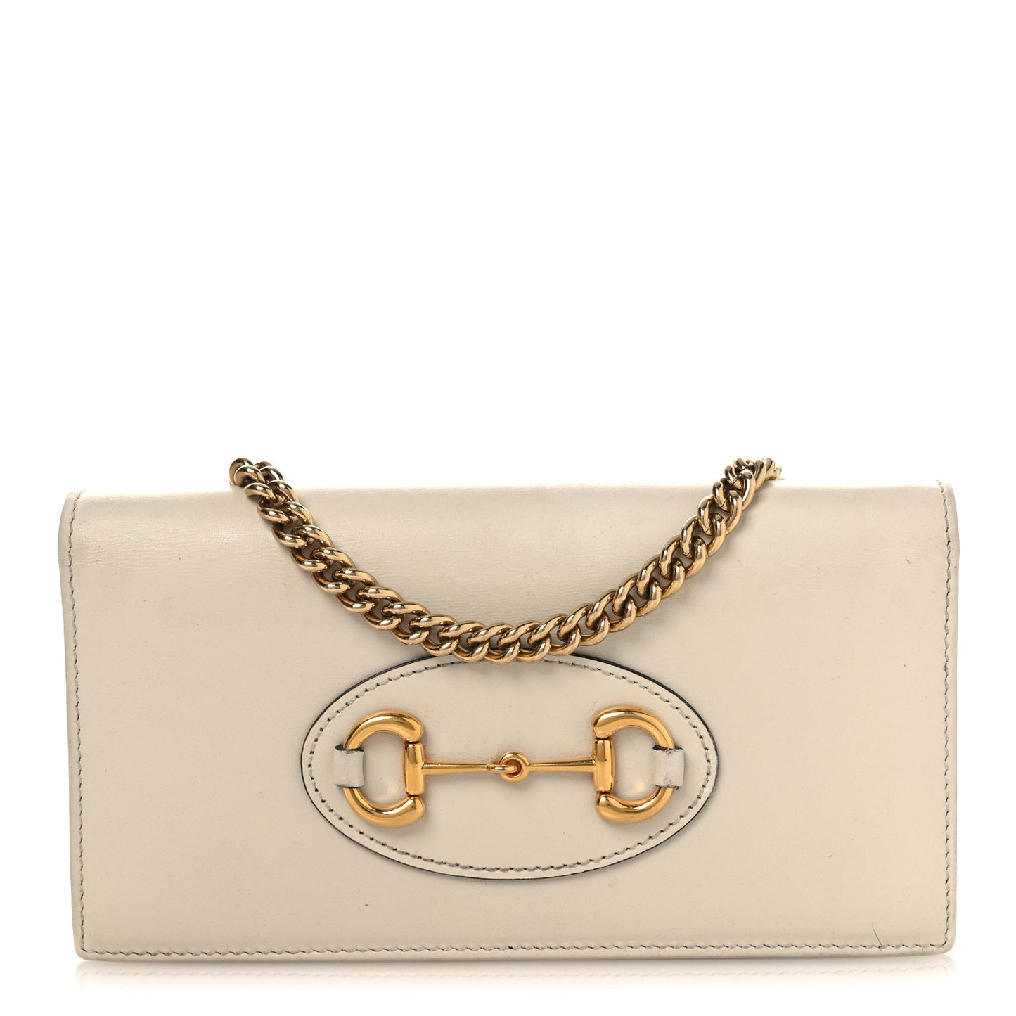 Boarded Plutone Calfskin Horsebit 1955 Wallet On Chain Mystic White