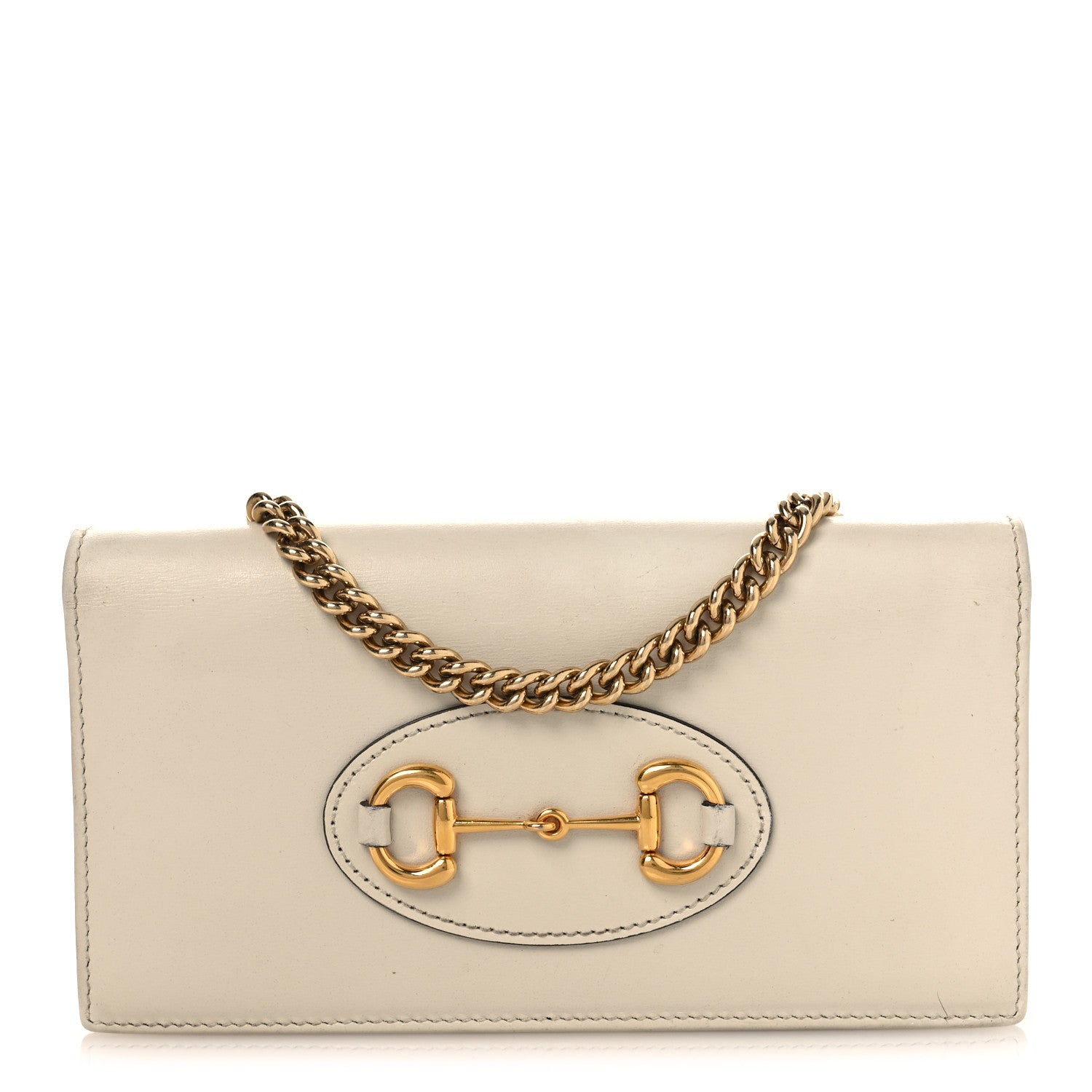 Gucci Boarded Plutone Calfskin Horsebit 1955 Wallet On Chain Mystic White 1 of 14