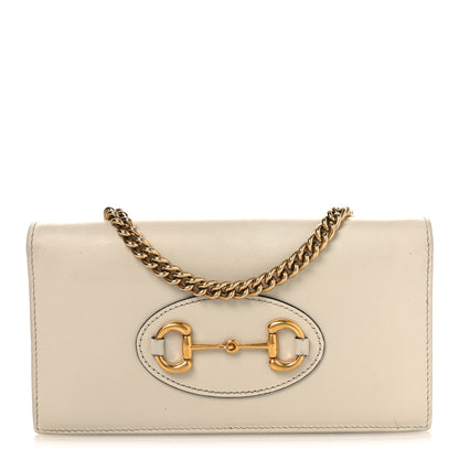 Gucci Boarded Plutone Calfskin Horsebit 1955 Wallet On Chain Mystic White 1 of 14
