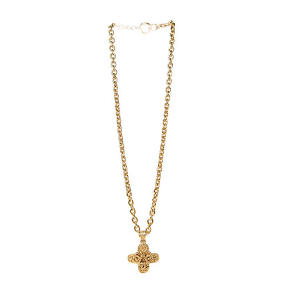 Chanel Long CC Cross Pendant Necklace Gold 2 of 5