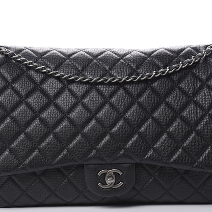 Chanel Calfskin Quilted XXL Travel Flap Bag Black 8 of 12