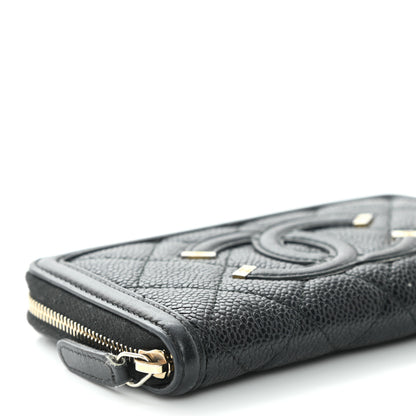 Chanel Caviar Quilted Medium Filigree Zip Around Wallet Black 10 of 11