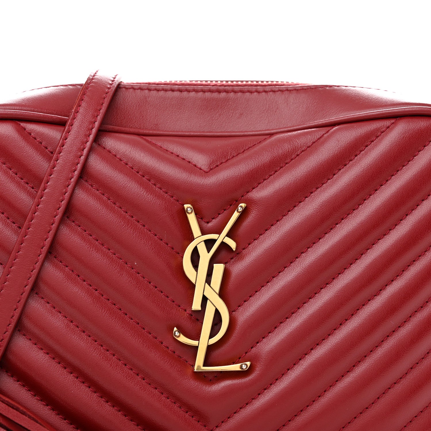Saint Laurent Calfskin Matelasse Monogram Lou Camera Bag Opyum Red 14 of 29