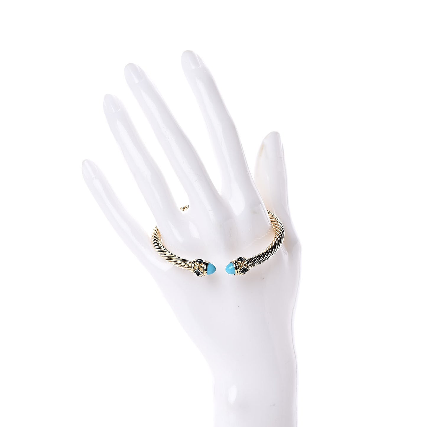 18K Yellow Gold Turquoise Blue Topaz 5mm Renaissance Bracelet