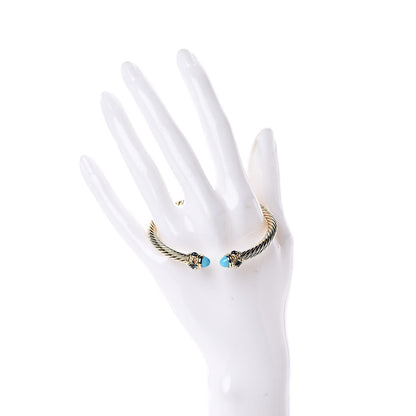 David Yurman 18K Yellow Gold Turquoise Blue Topaz 5mm Renaissance Bracelet 2 of 5