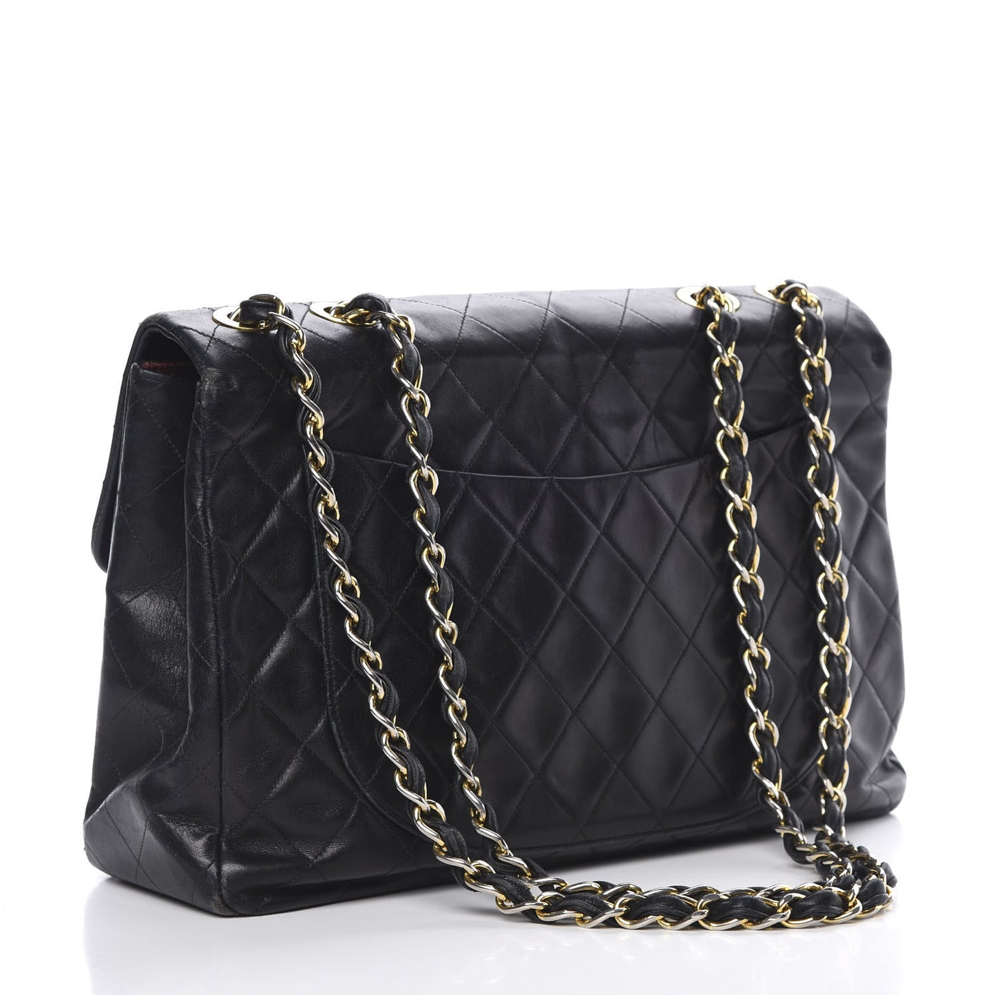 Lambskin Quilted XL Jumbo Single Flap Black