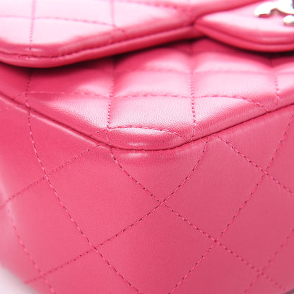 Chanel Lambskin Quilted Mini Rectangular Flap Dark Pink 8 of 14