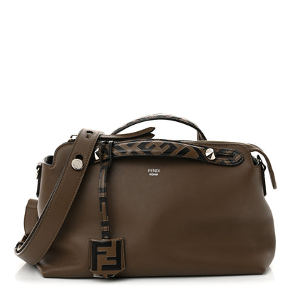 Fendi Vitello Dolce Bi-Color FF 1974 Embossed Medium By The Way Boston Bag Maya Black 1 of 11