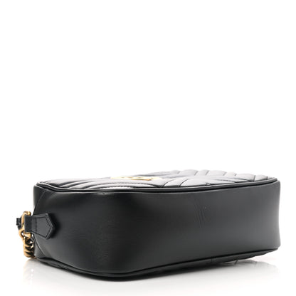 Gucci Calfskin Matelasse Small GG Marmont Chain Shoulder Bag Black 4 of 11