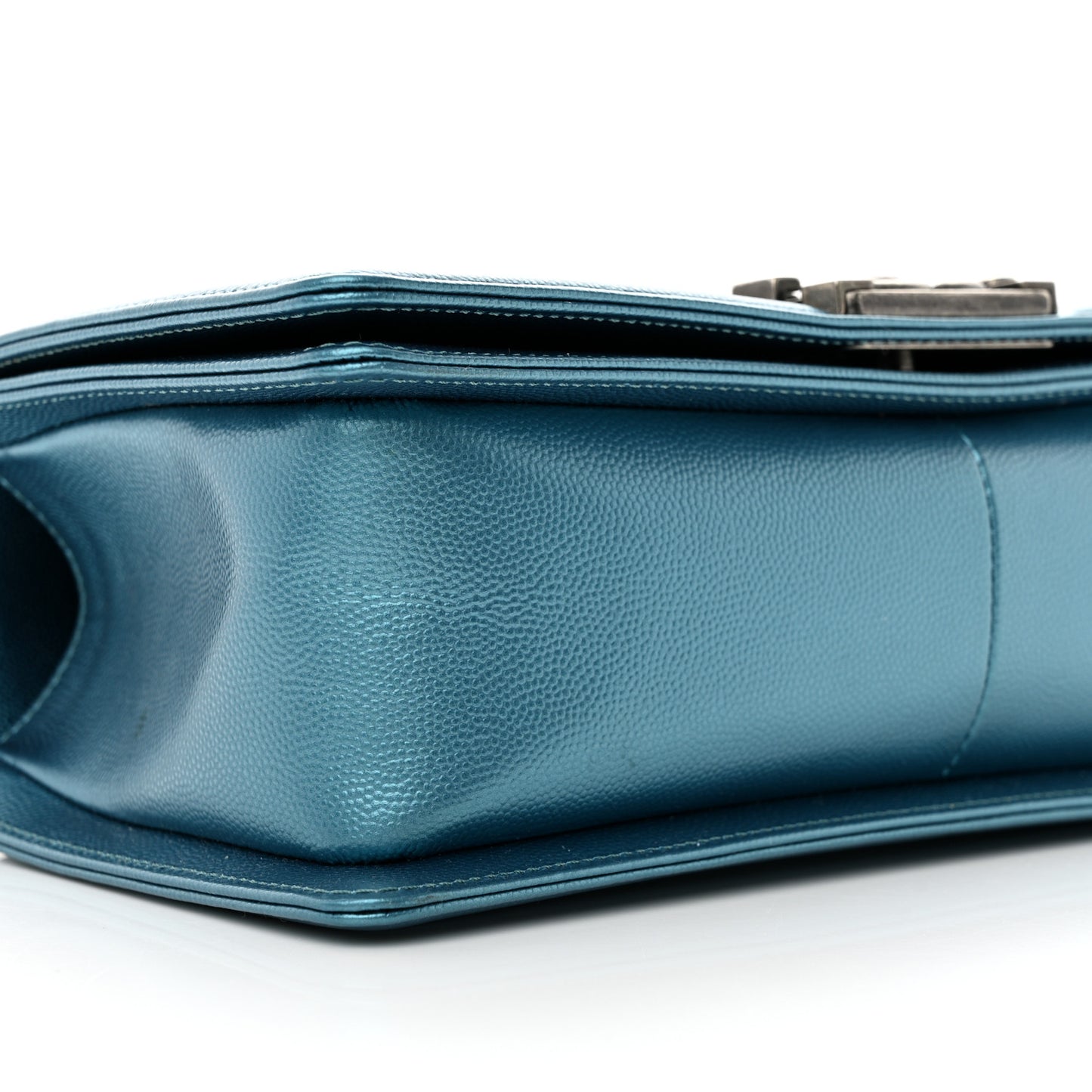 Metallic Caviar Quilted Medium Boy Flap Turquoise